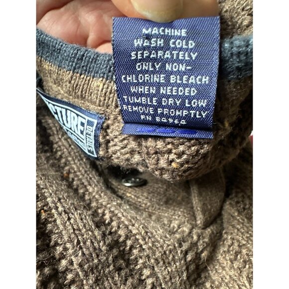 Vintage Structure Brown Henley Sweater Mens M Ribbed Y2K 90s Classic Retro Soft - Picture 6 of 12